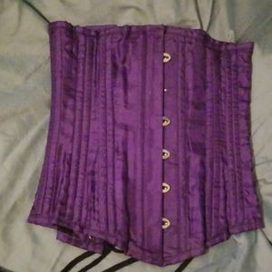 Purple silk under bust corset